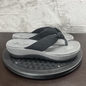 Clarks Cloudsteppers Arla Glison Black Flip Flop Thong Sandals Shoes Womens 8M